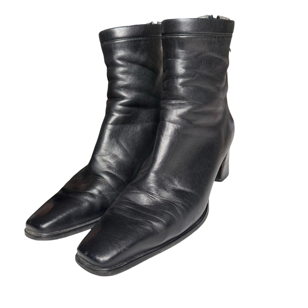 STUART WEITZMAN Black Leather Block Heels Ankle Booties Size US 8 W‎ Spain